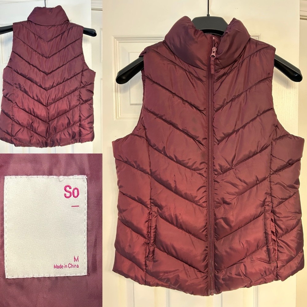 SO Burgundy Puffer Vest